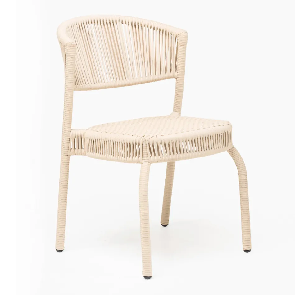 Garden Chair in Aluminum and Rope Weaving - Algedi Viadurini