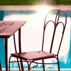 Garden Chair in Red Iron with Cushion Made in Italy, 2 Pieces - Agate Viadurini