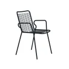 Metal Garden Chair with Armrests Made in Italy 2 Pieces - Vikas Viadurini