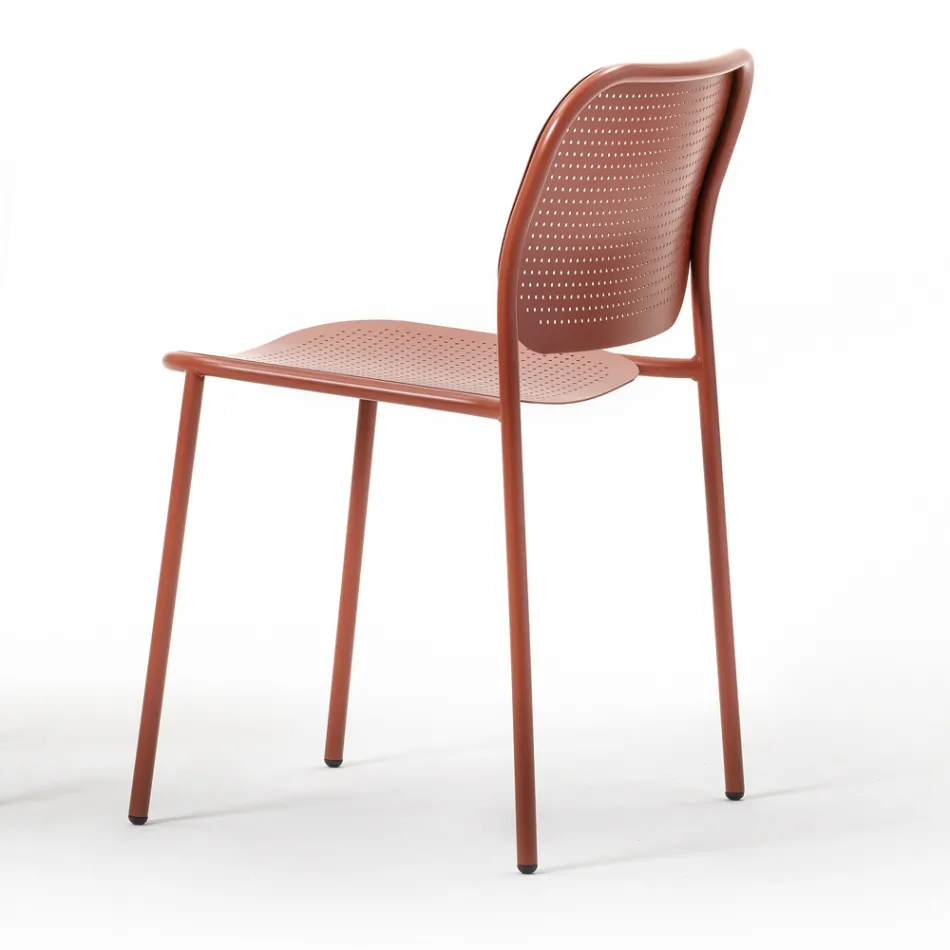 Garden Chair in Painted Metal Made in Italy 2 Pieces - Synergy Viadurini