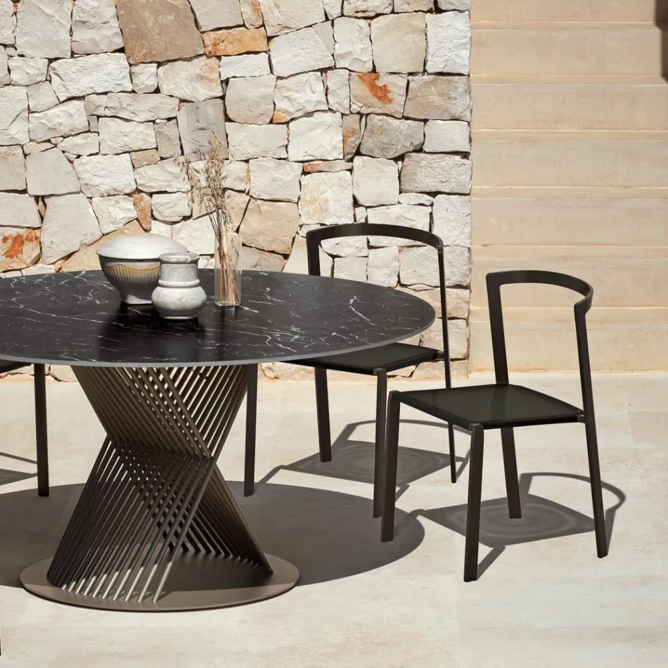 Garden Chair in Textilene and Aluminum Base Made in Italy - Milanka Viadurini