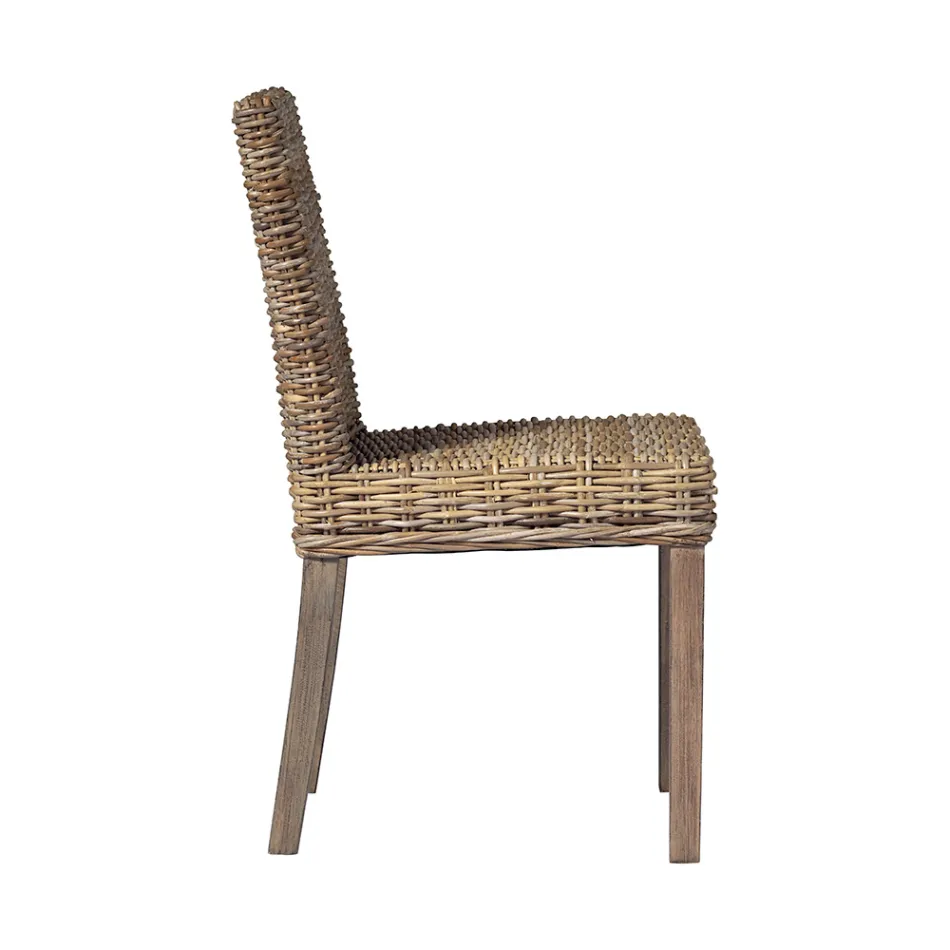 Garden Chair Made of Wood and Fiber in Gray Kubu - Bosco Viadurini
