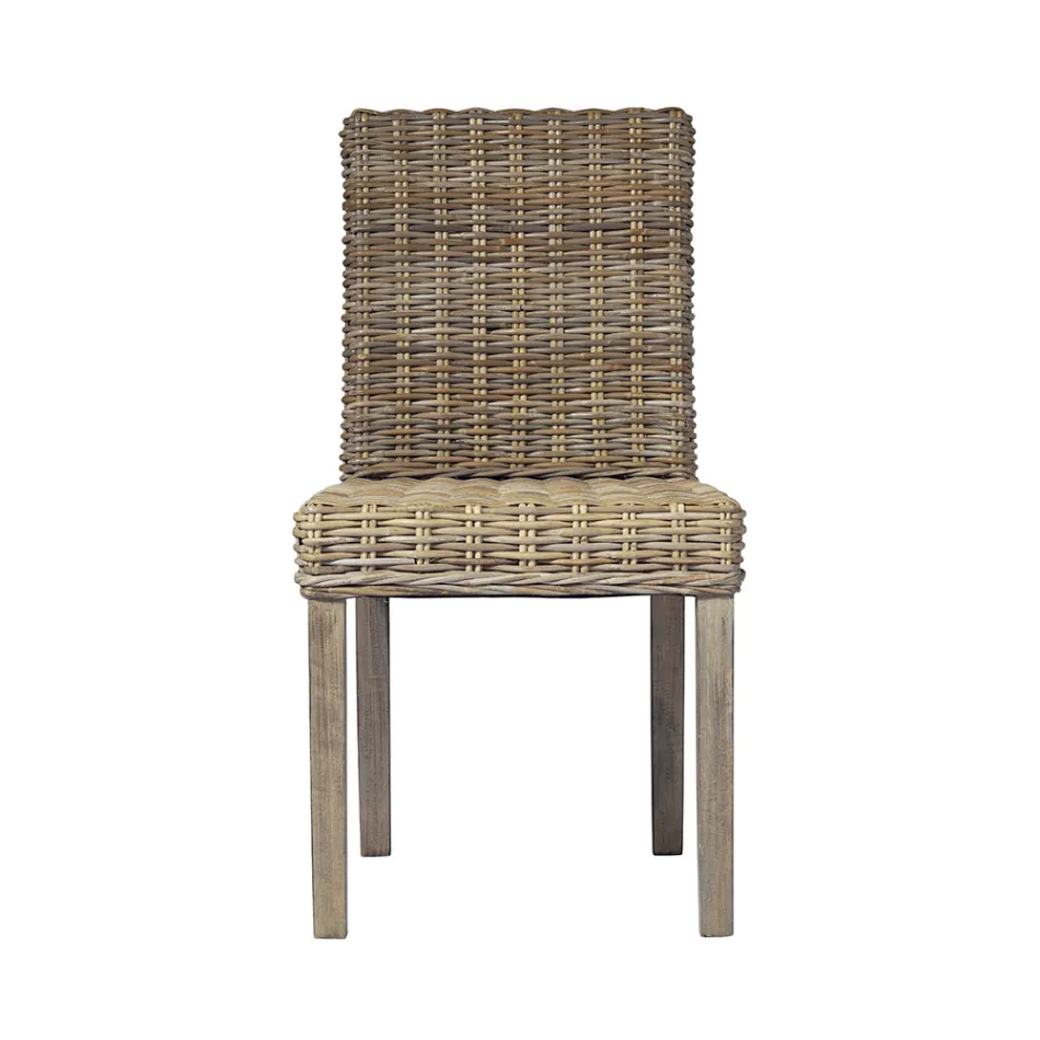 Garden Chair Made of Wood and Fiber in Gray Kubu - Bosco Viadurini
