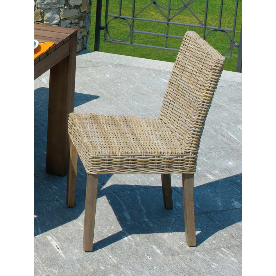 Garden Chair Made of Wood and Fiber in Gray Kubu - Bosco Viadurini