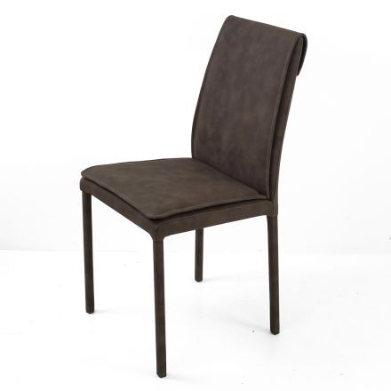 Indoor Chair with High Backrest in Faux Leather Made in Italy - Cleto Viadurini