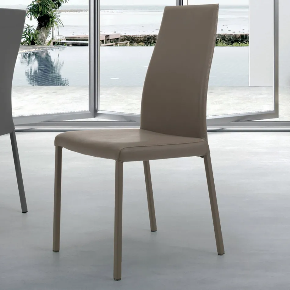Indoor Chair with Structure and Seat in Coated Steel Made in Italy - Padua Viadurini