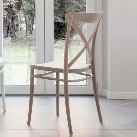Indoor and Outdoor Stackable Chair in Reinforced Resin with Fiberglass - Naira Viadurini