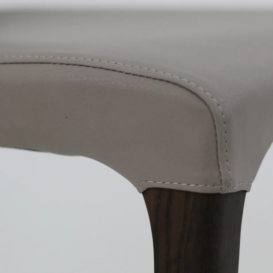 Indoor Chair in Ash Wood and Leatherette Made in Italy - Floki Viadurini