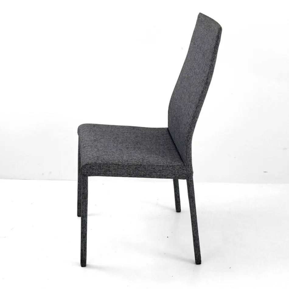 Dining Chair Fully Upholstered in Fabric Made in Italy - Roslin Viadurini