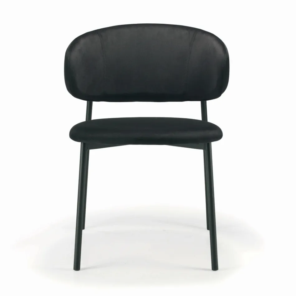 Dining Chair with Velvet Seat and Backrest Made in Italy - Livorno Viadurini