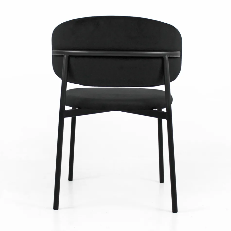 Dining Chair with Velvet Seat and Backrest Made in Italy - Livorno Viadurini