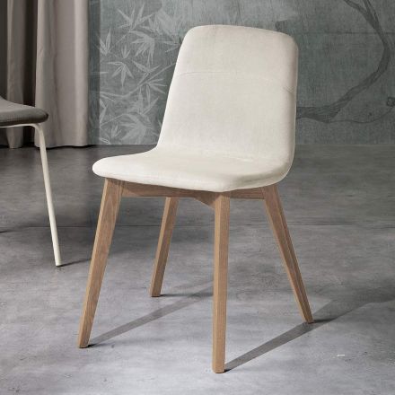 Dining Chair with Fabric Seat and Ash Structure - Aisha Viadurini