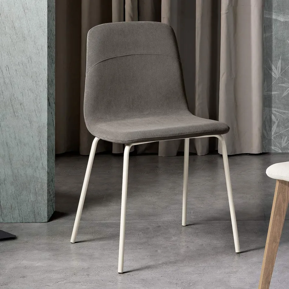 Dining Chair with Fabric Seat and Metal Structure - Aisha Viadurini