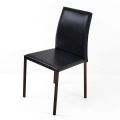 Dining Chair with Corten Structure and Leather Seat Made in Italy - Orietta