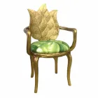 Gold upholstered dining chair with modern design, made in Italy, Daniel Viadurini