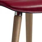 Dining Chair in Regenerated Leather with Wooden Legs Made in Italy - Luke Viadurini