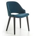 Wooden Dining Chair with Bottle Green Velvet Seat Made in Italy - Eddard