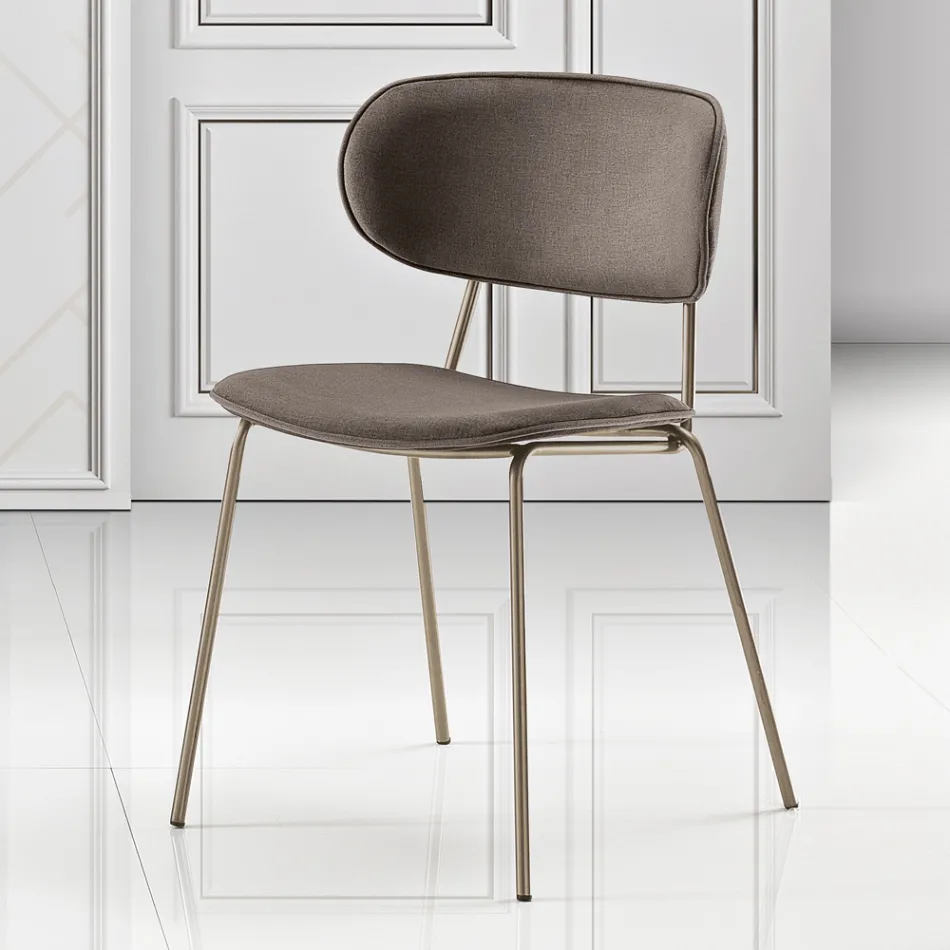 Dining Chair in Fabric of 2 Different Finishes Made in Italy - Sanemi Viadurini