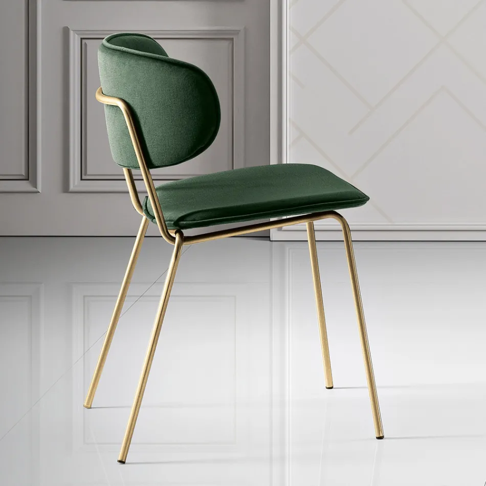 Dining Chair in Fabric of 2 Different Finishes Made in Italy - Sanemi Viadurini