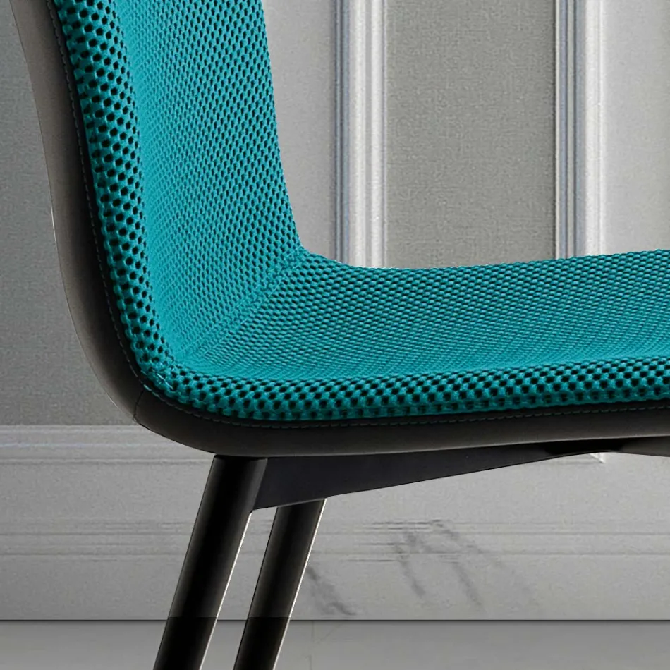 Dining Chair in Vulcano Fabric and Metal Legs Made in Italy - Amane Viadurini