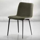 Dining Chair in Vulcano Fabric and Metal Legs Made in Italy - Amane Viadurini