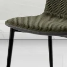 Dining Chair in Vulcano Fabric and Metal Legs Made in Italy - Amane Viadurini