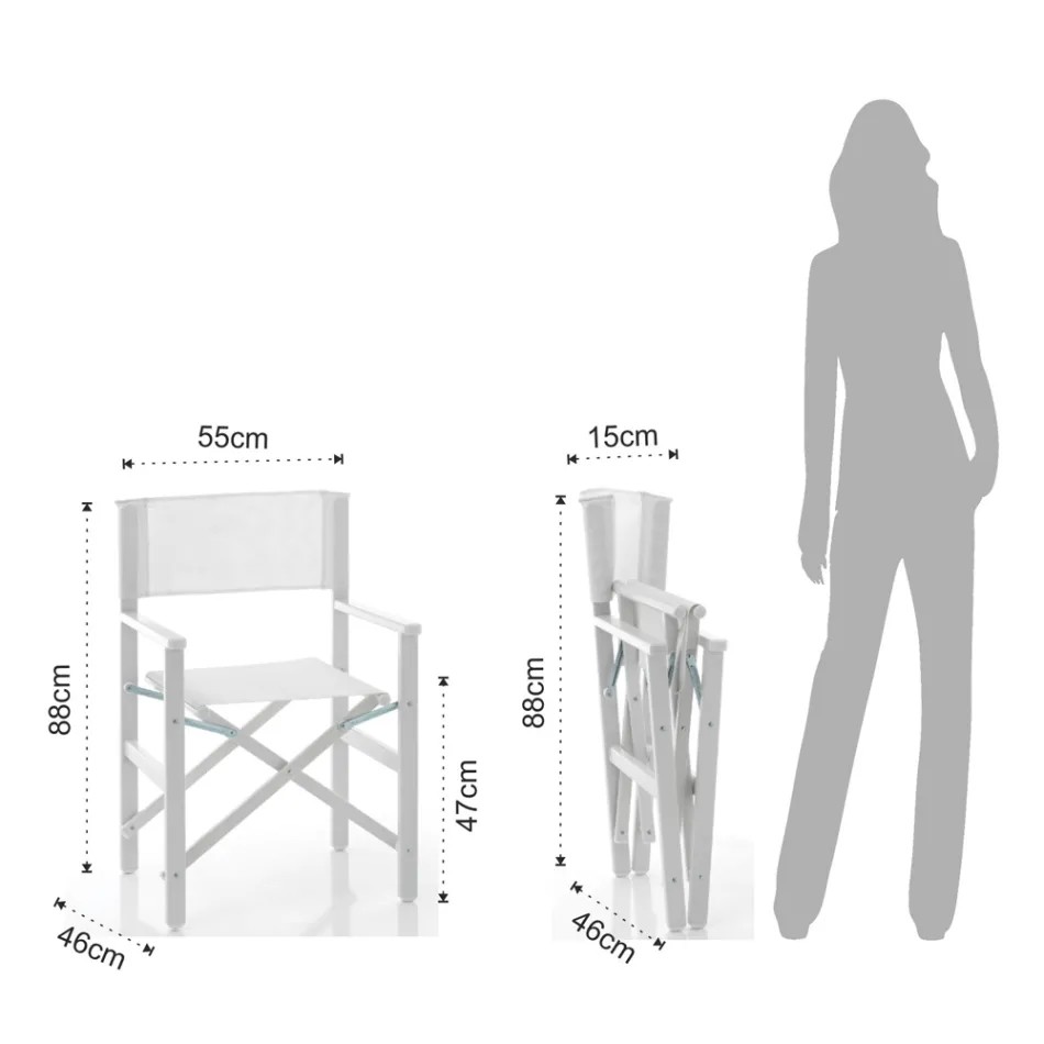 Folding Director's Chair in Aluminum and Textilene - Fluoro Viadurini