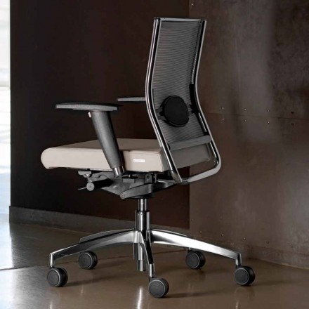 Ergonomic Swivel Office Desk Chair with Wheels and Armrests - Gimiglia Viadurini