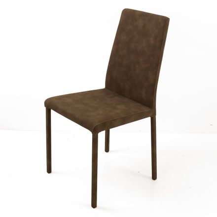 Living Room Chair with High Back in Faux Leather Made in Italy - Orietta Viadurini