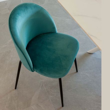 Living Room Chair with Seat and Legs in Different Finishes - Chandra Viadurini
