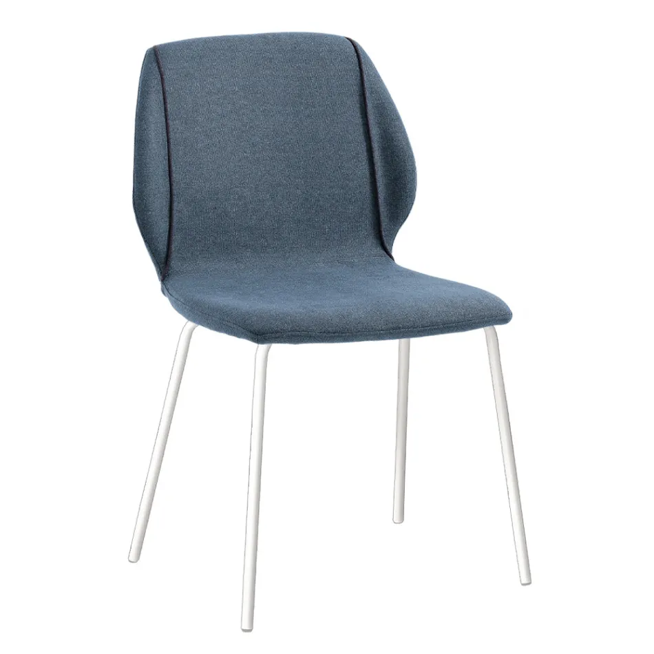 Elegant Modern Design Living Room Chair in Fabric with Border - Scarat Viadurini