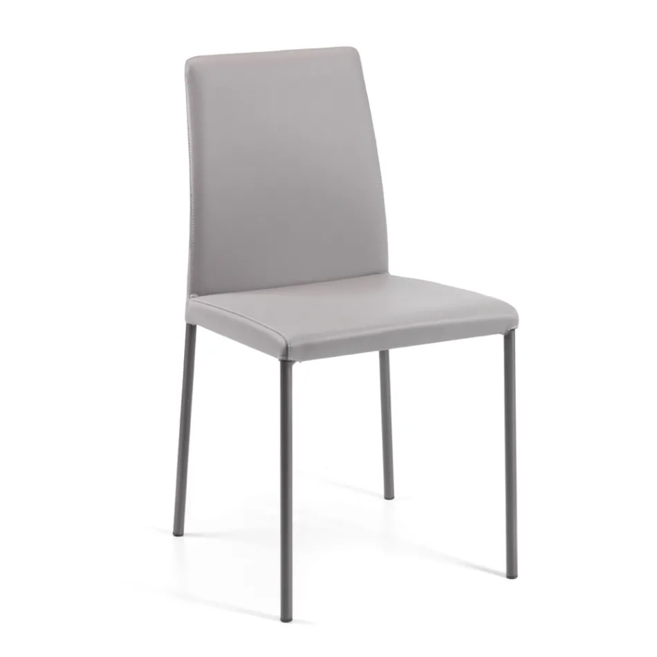Living Room Chair in Eco-Leather and Steel Made in Italy - Cucciolo Viadurini