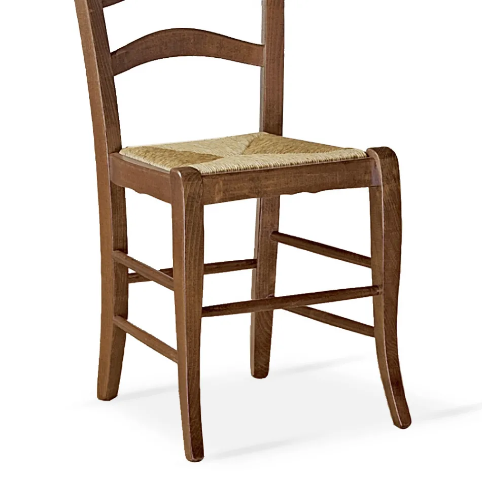 Beech Living Room Chair with Straw Seat Made in Italy - Tamara Viadurini