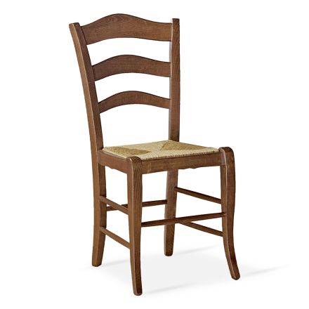 Beech Living Room Chair with Straw Seat Made in Italy - Tamara Viadurini