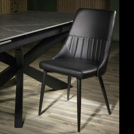 Living Room Chair in Metal and Eco-Leather of Different Finishes - Onde Viadurini