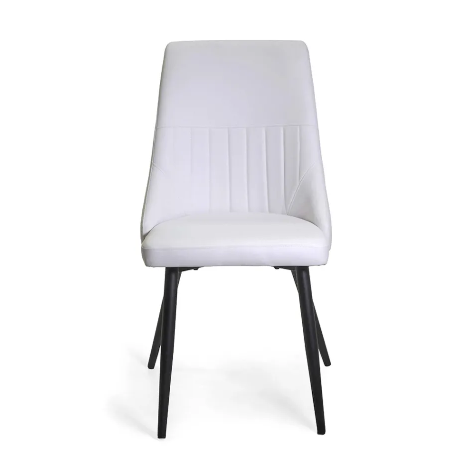 Living Room Chair in Metal and Eco-Leather of Different Finishes - Onde Viadurini