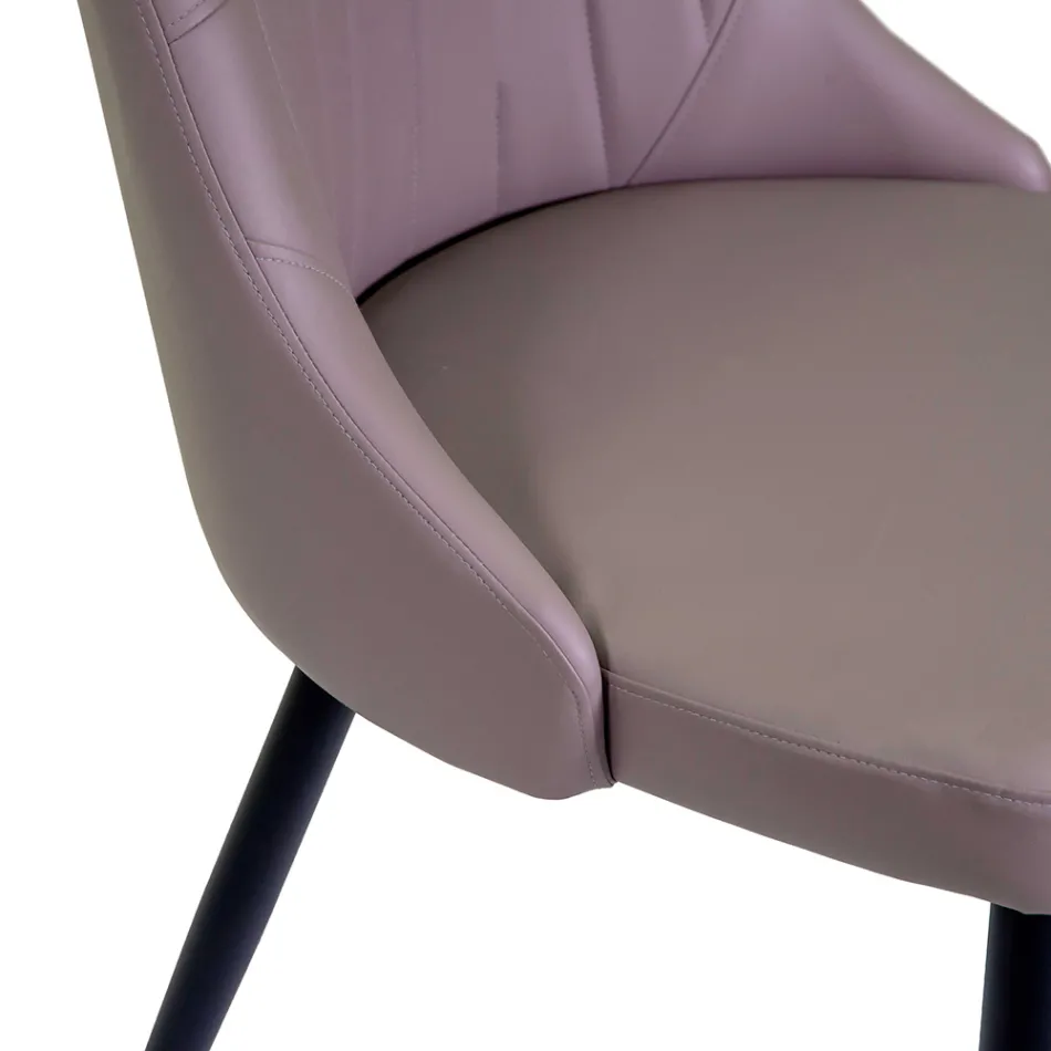 Living Room Chair in Metal and Eco-Leather of Different Finishes - Onde Viadurini