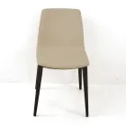 Living Room Chair in Ice Color Leather Made in Italy - Betsy Viadurini