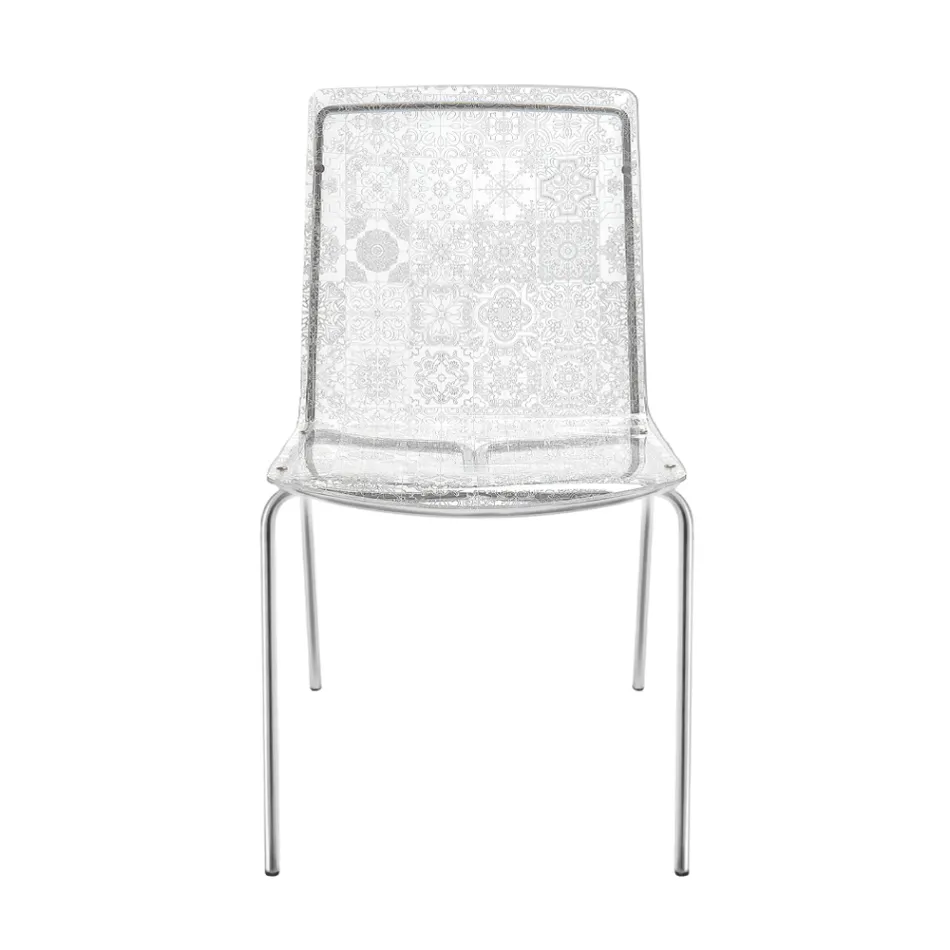 Living Room Chair in Plexiglass and Iron Made in Italy, 2 Pieces - Pumbaa Viadurini