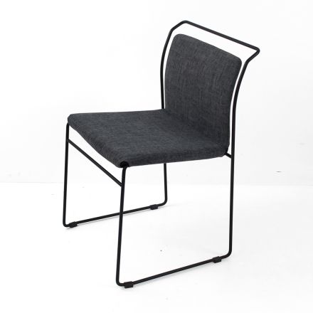Living Room Chair in Fabric and Lacquered Made in Italy - Uralia Viadurini