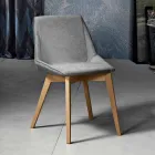 Living room chair in fabric and modern wood made in Italy, Oriella Viadurini