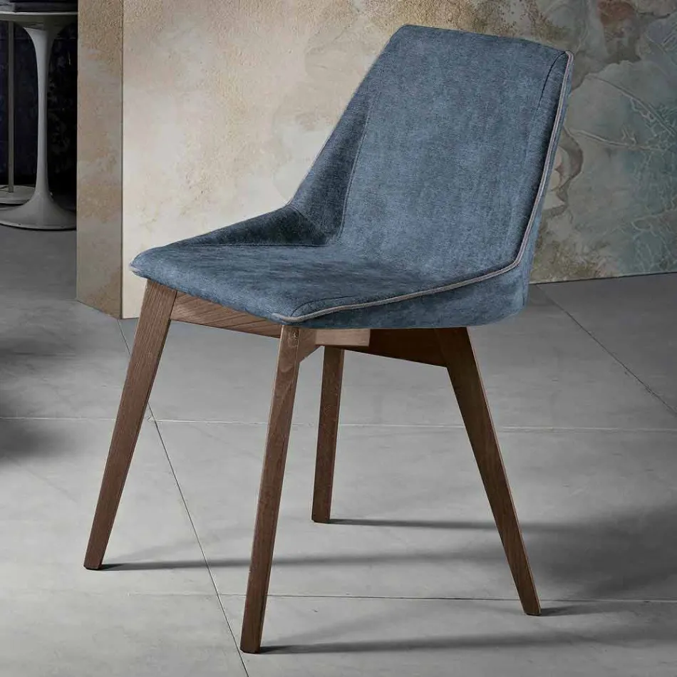 Living room chair in fabric and modern wood made in Italy, Oriella Viadurini