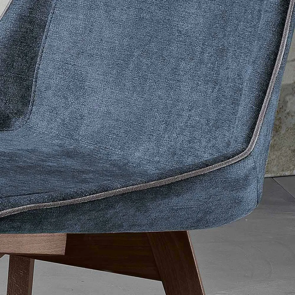 Living room chair in fabric and modern wood made in Italy, Oriella Viadurini