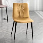 Living Room Chair in Fiber Fabric with Leather Effect and Metal Made in Italy - Gohan Viadurini