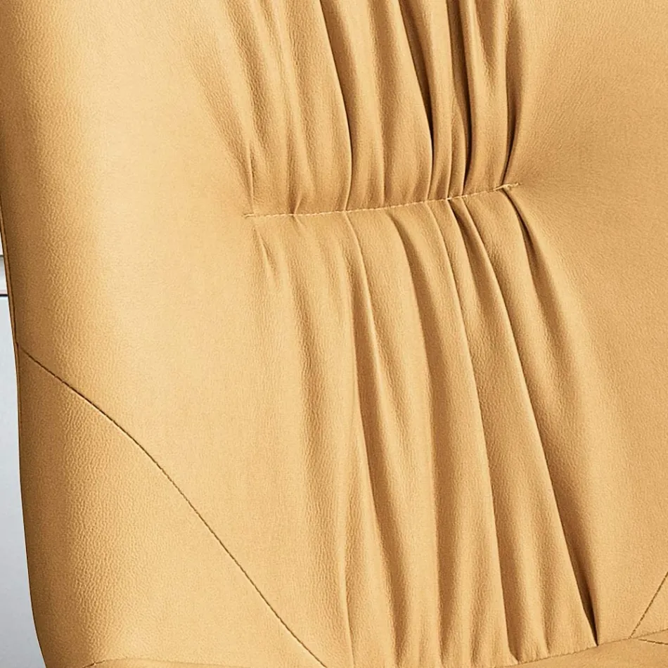 Living Room Chair in Fiber Fabric with Leather Effect and Metal Made in Italy - Gohan Viadurini