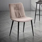 Living Room Chair in Fiber Fabric with Leather Effect and Metal Made in Italy - Gohan Viadurini