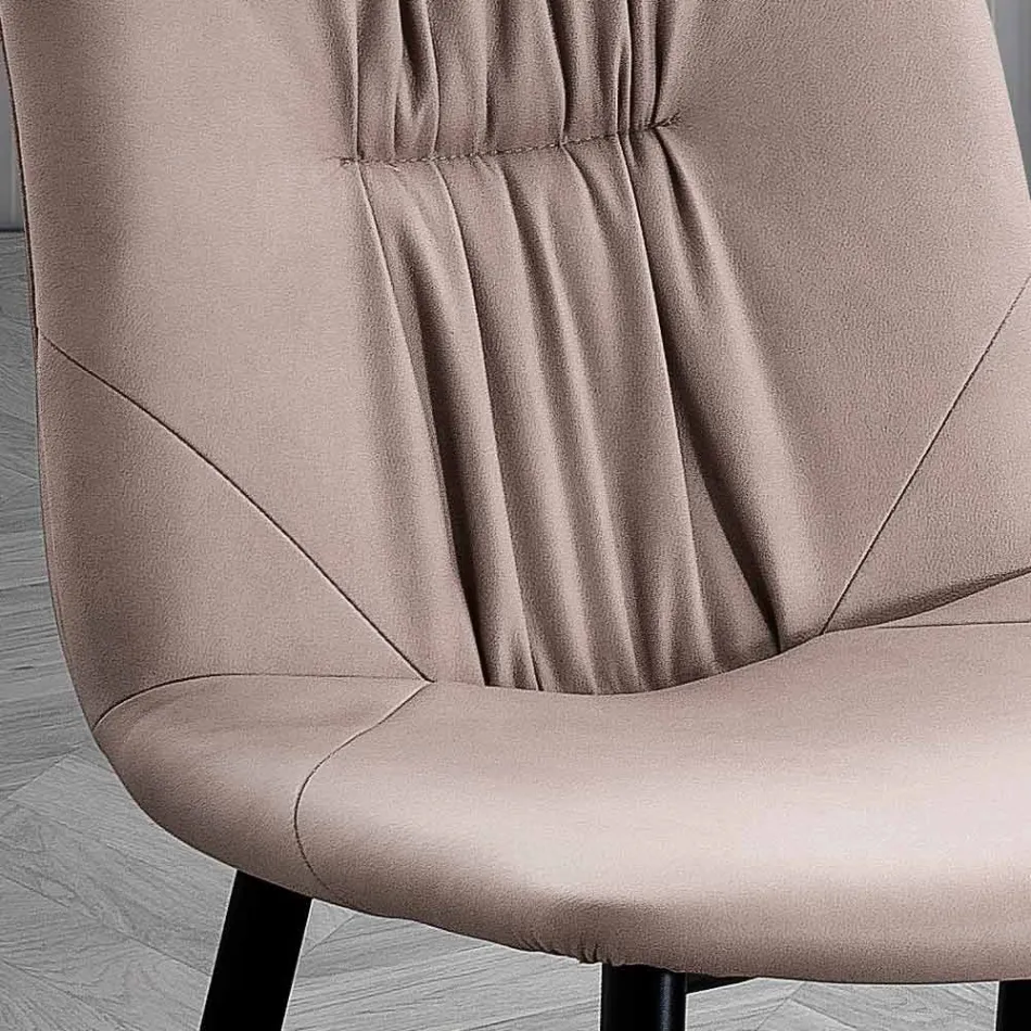 Living Room Chair in Fiber Fabric with Leather Effect and Metal Made in Italy - Gohan Viadurini