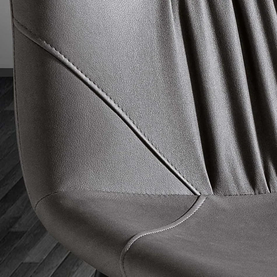 Living Room Chair in Fiber Fabric with Leather Effect and Metal Made in Italy - Gohan Viadurini