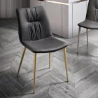 Living Room Chair in Fiber Fabric with Leather Effect and Metal Made in Italy - Gohan Viadurini