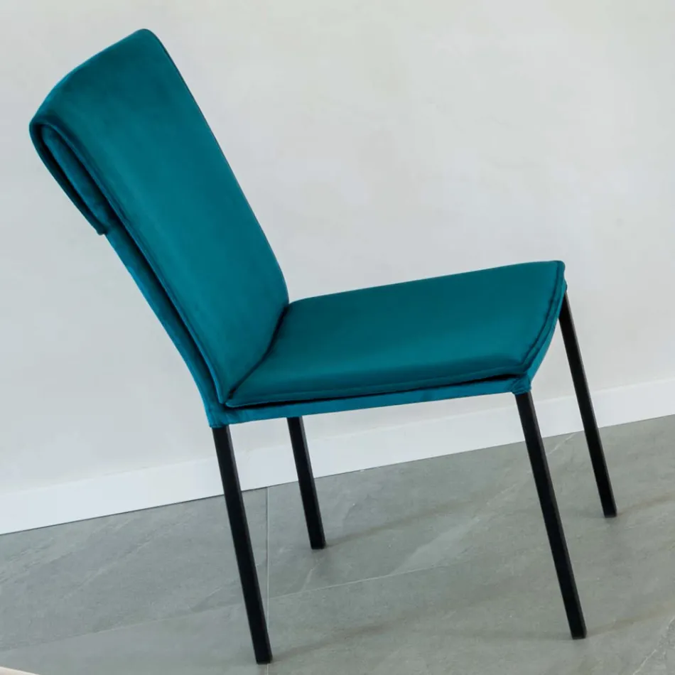 Living Room Chair in Stain-Resistant Velvet and Black Structure - Haroon Viadurini